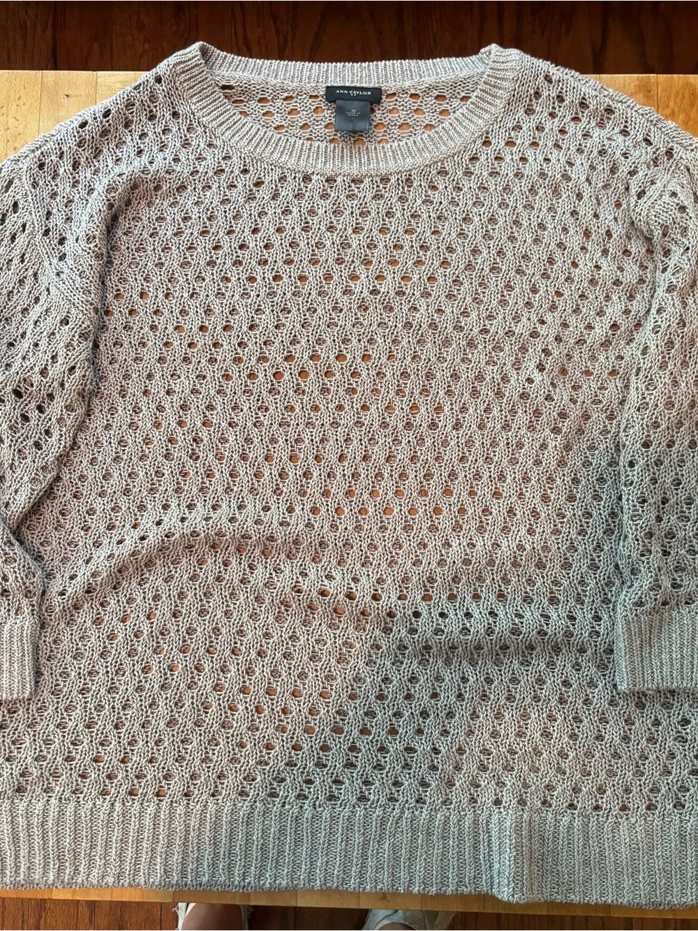 Ann Taylor taupe Open Knit Sweater Size M